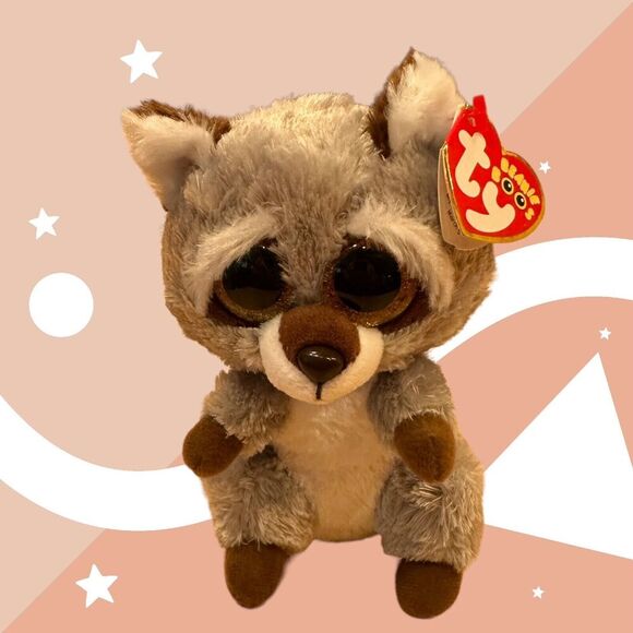 TY Beanie Boos - OAKIE the Raccoon (Glitter Eyes)(Regular Size - 6 inch) Plush - Picture 1 of 5